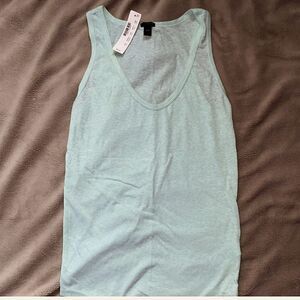 J Crew Scoopneck Tank Top Cotton Aqua XXSMALL NWT